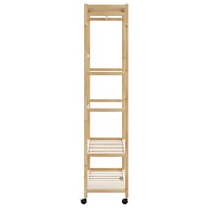 Stojan na oblečení s policemi a kolečky 110x40x180 cm bambus - obrázek 4