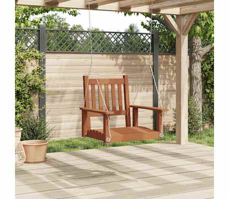 vidaXL Puutarhakeinutuoli metalliketjuilla ruskea t&auml;ysi kuusi