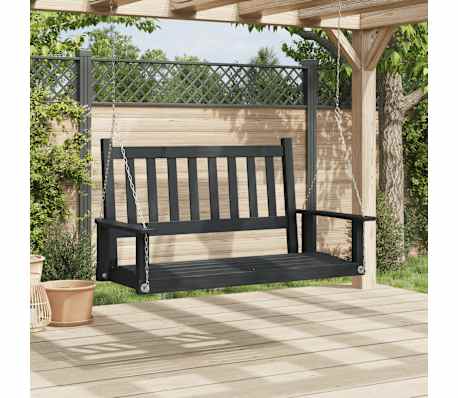 vidaXL Garden Swing Bench Black Solid fir wood, galvanized iron Standard