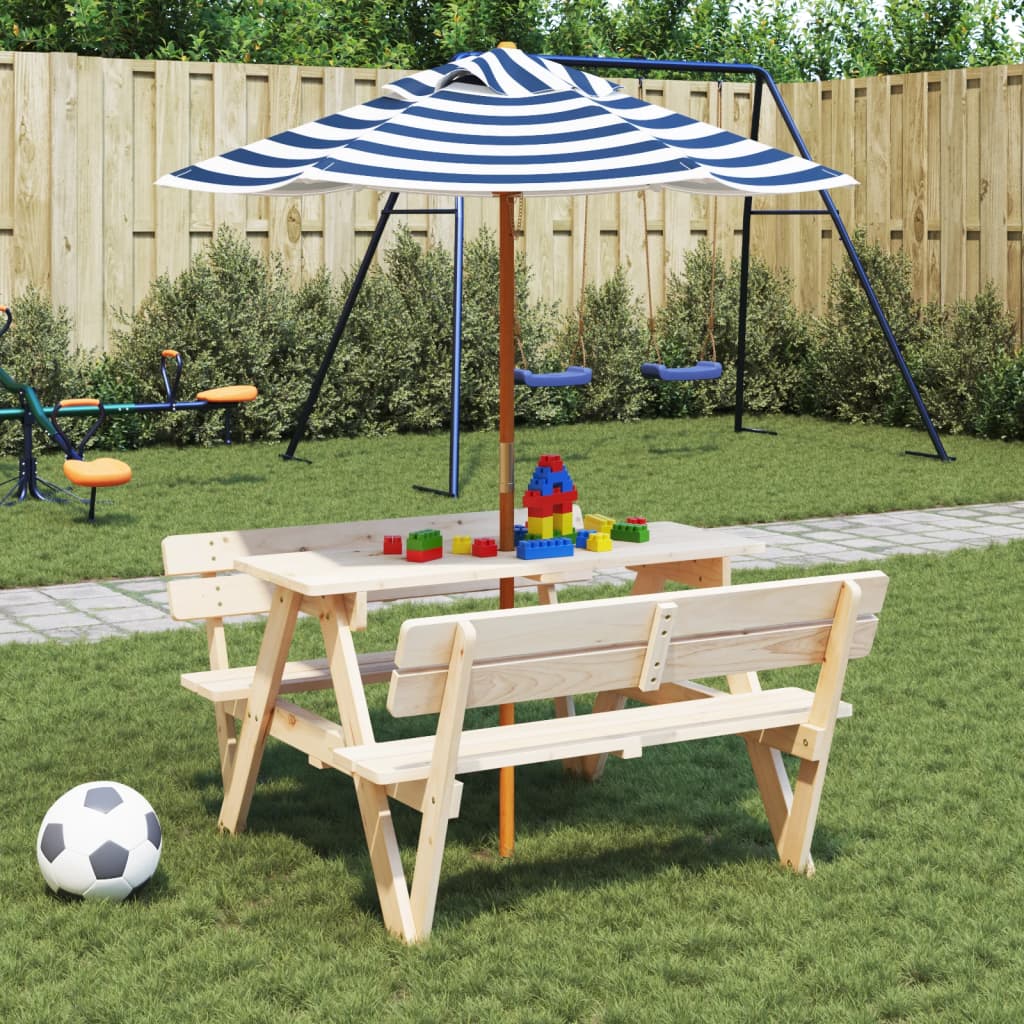 Ombrellone da Giardino per Bambini con Palo in Legno Ø120x140cm