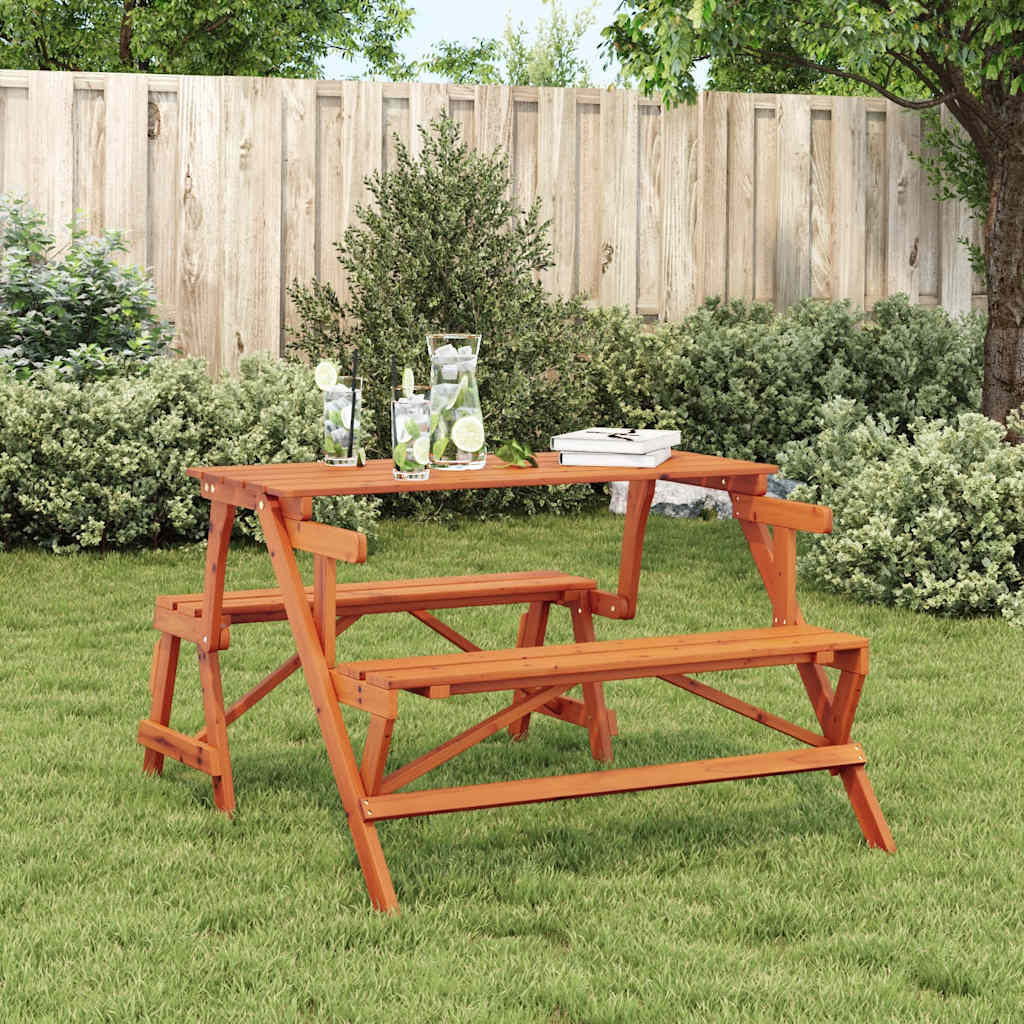 vidaXL Picknicktafel met banken 2-in-1 ombouwbaar massief vurenhout afbeelding