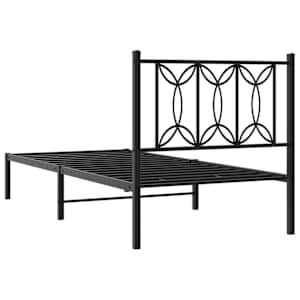 Kovový rám postele s čelem černý 75 x 190 cm - obrázek 6