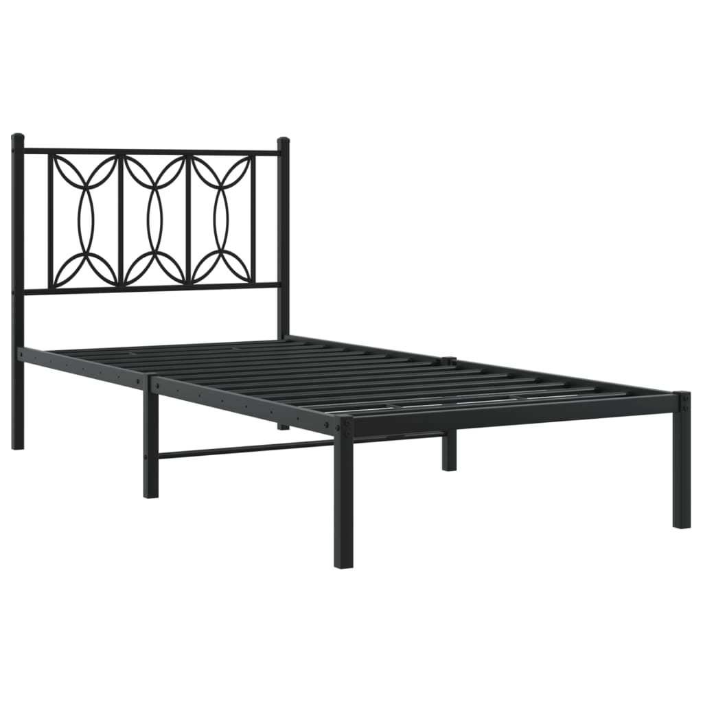 Thumbnail - vidaXL Bettgestell mit Kopfteil Metall Schwarz 80x200 cm