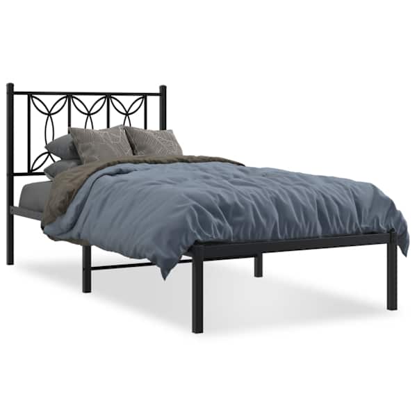 vidaXL metallist voodiraam peatsiga, must, 90 x 190 cm