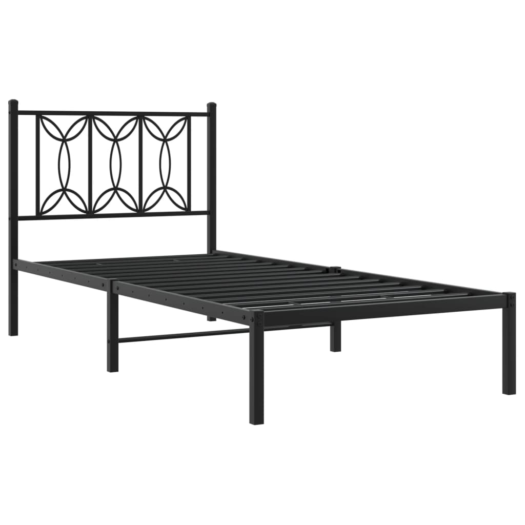vidaXL Bedframe met hoofdbord metaal zwart 90x190 cm afbeelding