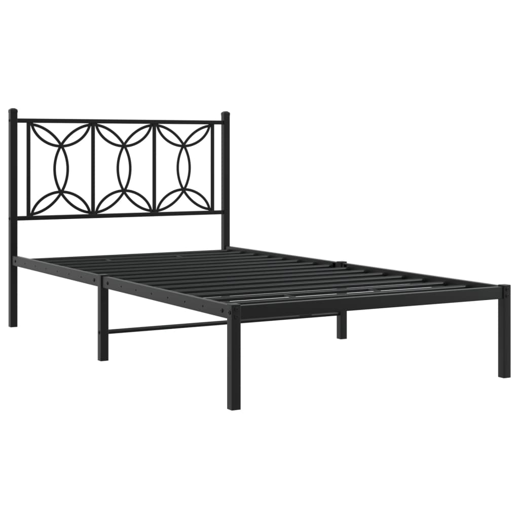 vidaXL Bedframe met hoofdbord metaal zwart 100x190 cm afbeelding