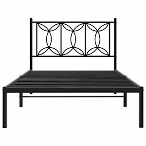 Kovový rám postele s čelem černý 100 x 200 cm - obrázek 4