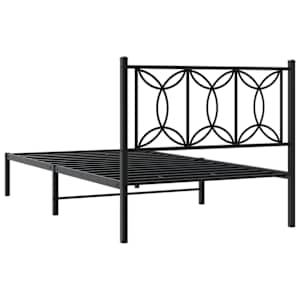 Kovový rám postele s čelem černý 100 x 200 cm - obrázek 6
