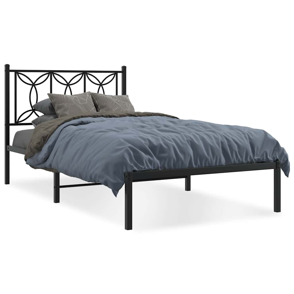 vidaXL Kovový rám postele s čelem černý 107 x 203 cm