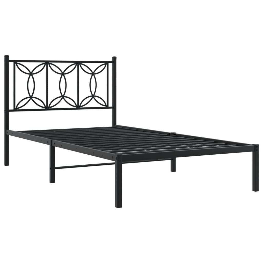 vidaXL Bedframe met hoofdbord metaal zwart 107x203 cm afbeelding