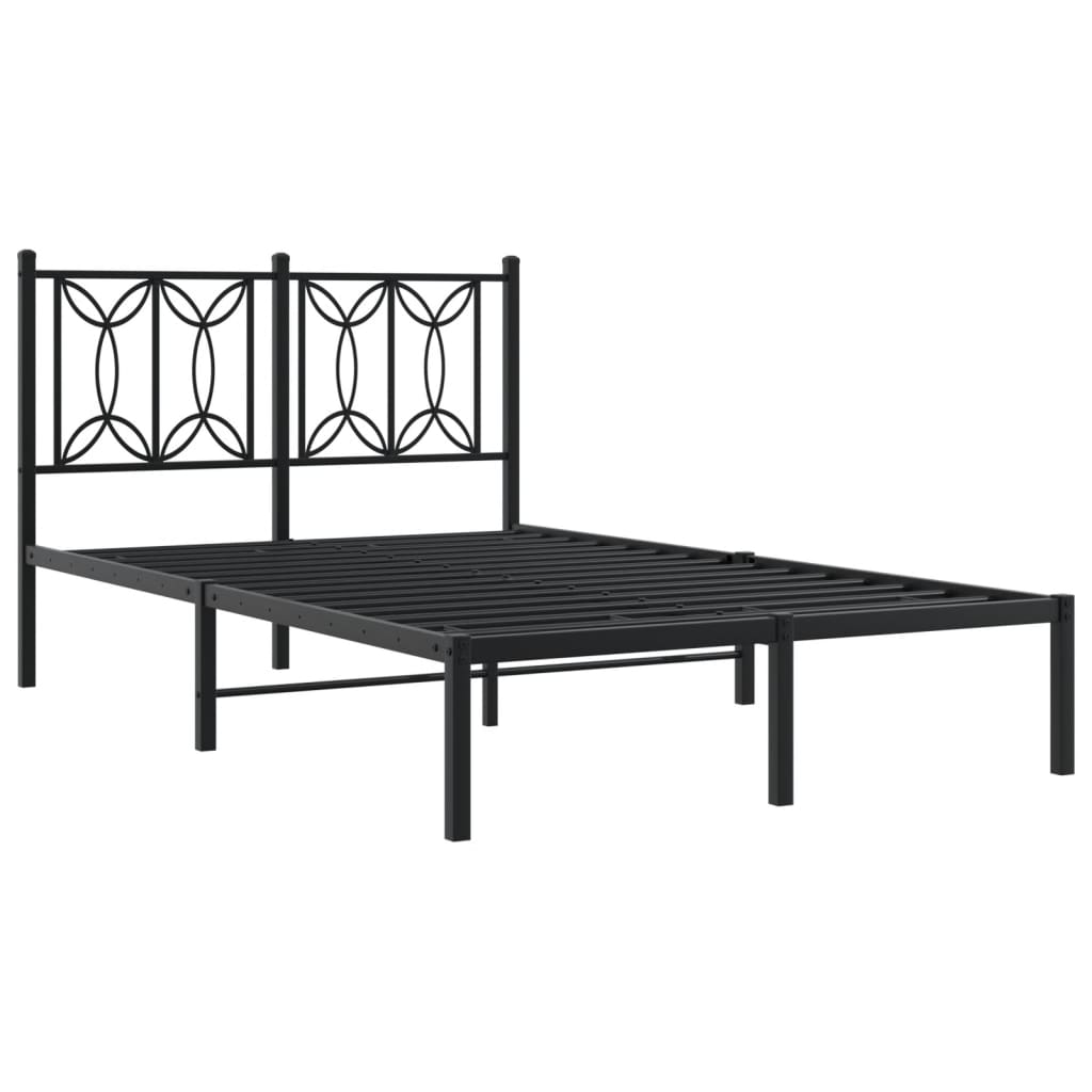 vidaXL Bedframe met hoofdbord metaal zwart 120x200 cm afbeelding