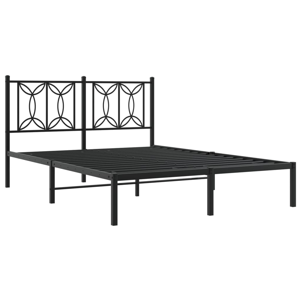 vidaXL Bedframe met hoofdbord metaal zwart 140x190 cm afbeelding
