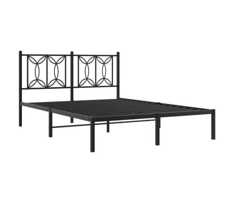 vidaXL Bedframe met hoofdbord metaal zwart 140x200 cm