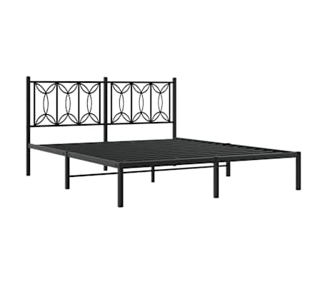 vidaXL fekete f&eacute;m &aacute;gykeret fejt&aacute;ml&aacute;val 160 x 200 cm