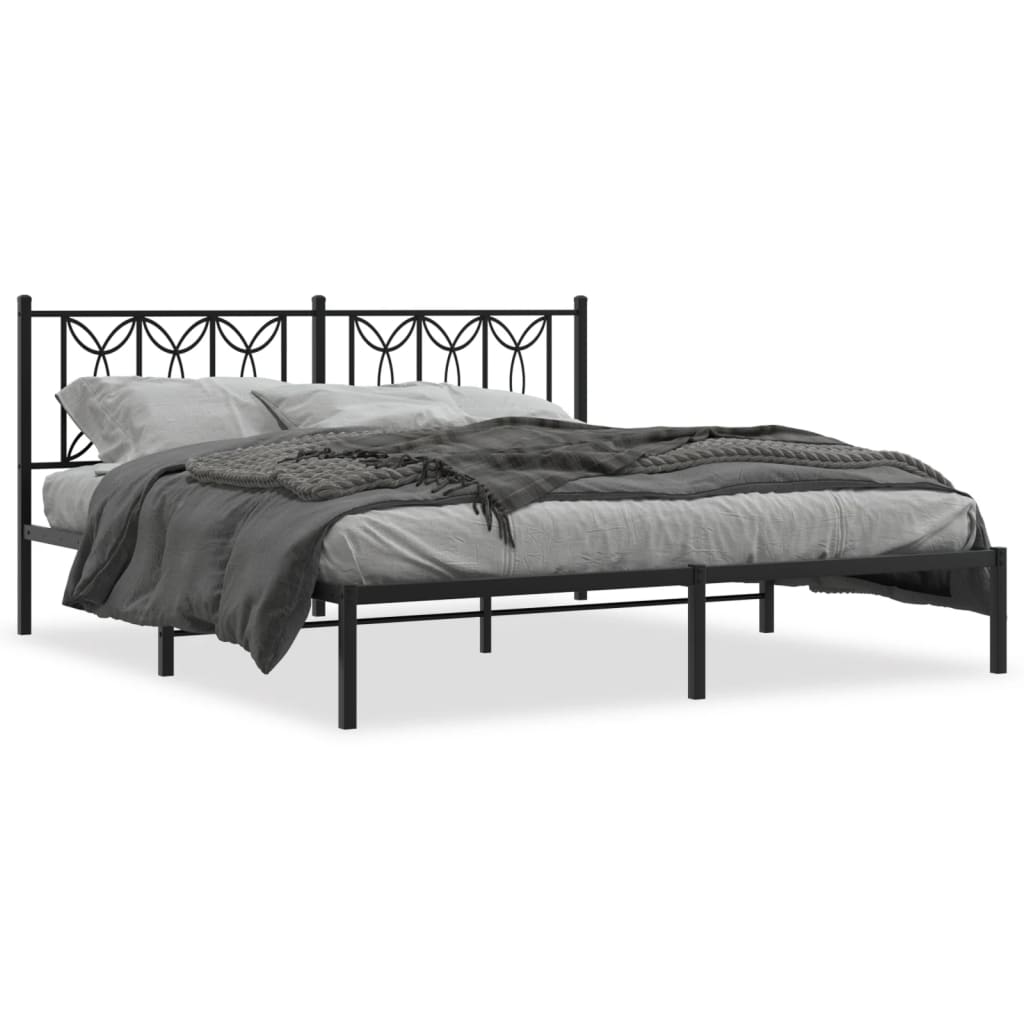 E-shop vidaXL Kovový rám postele s čelom čierny 180x200 cm