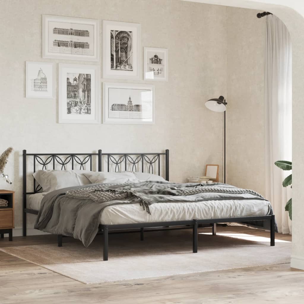 vidaXL Bettgestell mit Kopfteil Metall Schwarz 180x200 cm