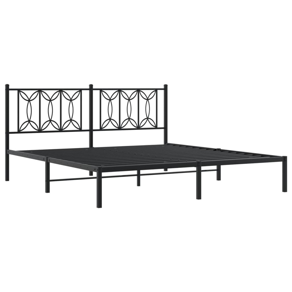 vidaXL Bedframe met hoofdbord metaal zwart 183x213 cm afbeelding