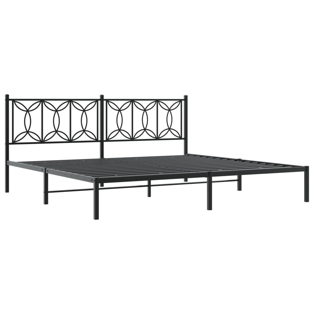 vidaXL Bedframe met hoofdbord metaal zwart 193x203 cm afbeelding