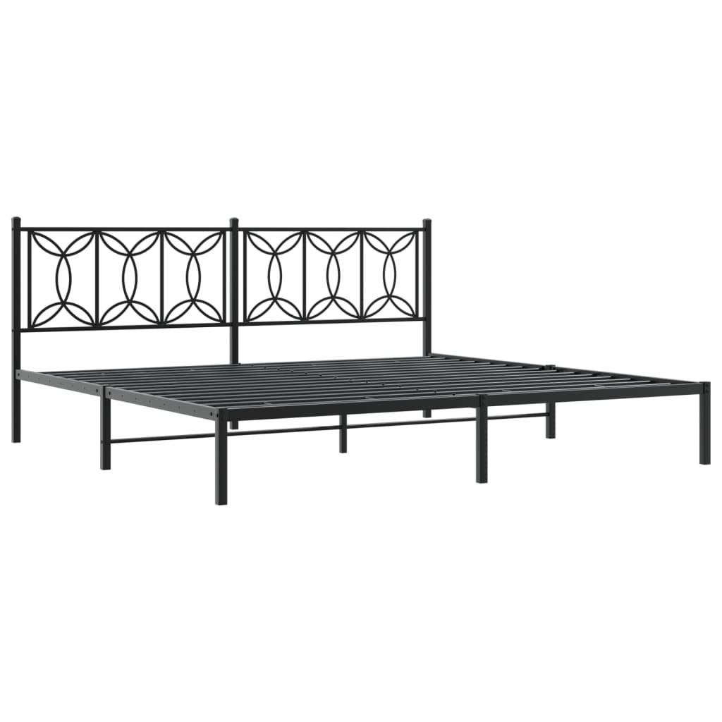 vidaXL Bedframe met hoofdbord metaal zwart 200x200 cm afbeelding