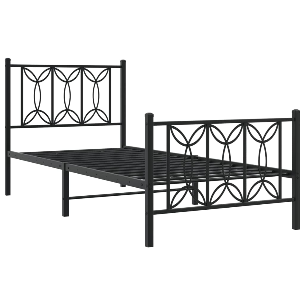 vidaXL Bedframe met hoofd- en voeteneinde metaal zwart 80x200 cm afbeelding