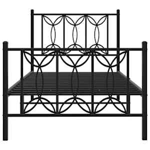 Kovový rám postele s hlavovým a nožním čelem černý 80 x 200 cm - obrázek 4