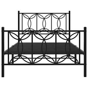 Kovový rám postele s hlavovým a nožním čelem černý 100 x 200 cm - obrázek 4