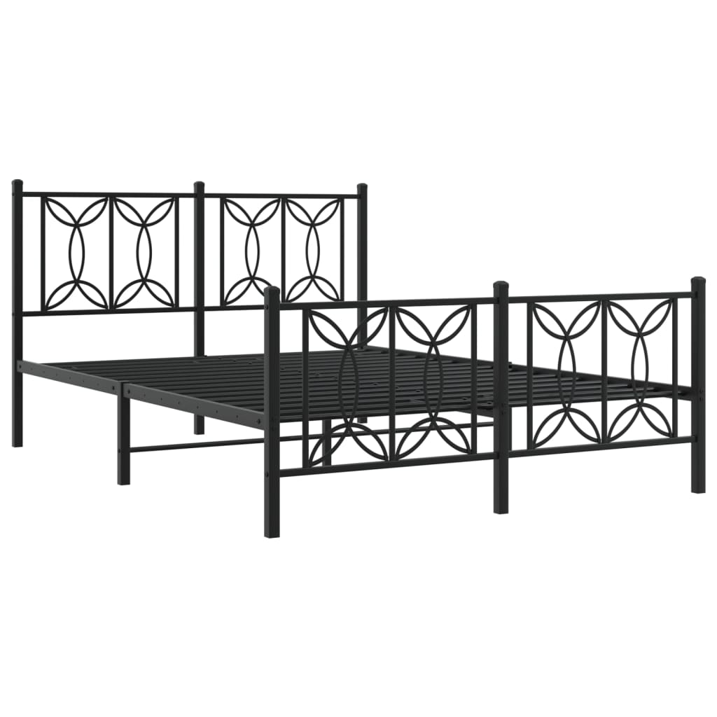 vidaXL Bedframe met hoofd- en voeteneinde metaal zwart 135x190 cm afbeelding