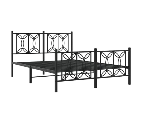 vidaXL Bedframe met hoofd- en voeteneinde metaal zwart 135x190 cm