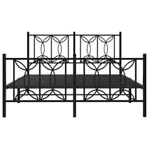 Kovový rám postele s hlavovým a nožním čelem černý 135 x 190 cm - obrázek 4
