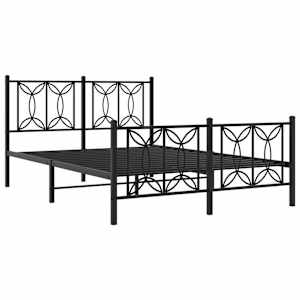 vidaXL Bedframe met hoofd- en voeteneinde metaal zwart 135x190 cm