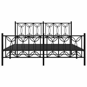 Kovový rám postele s hlavovým a nožním čelem černý 150 x 200 cm - obrázek 4