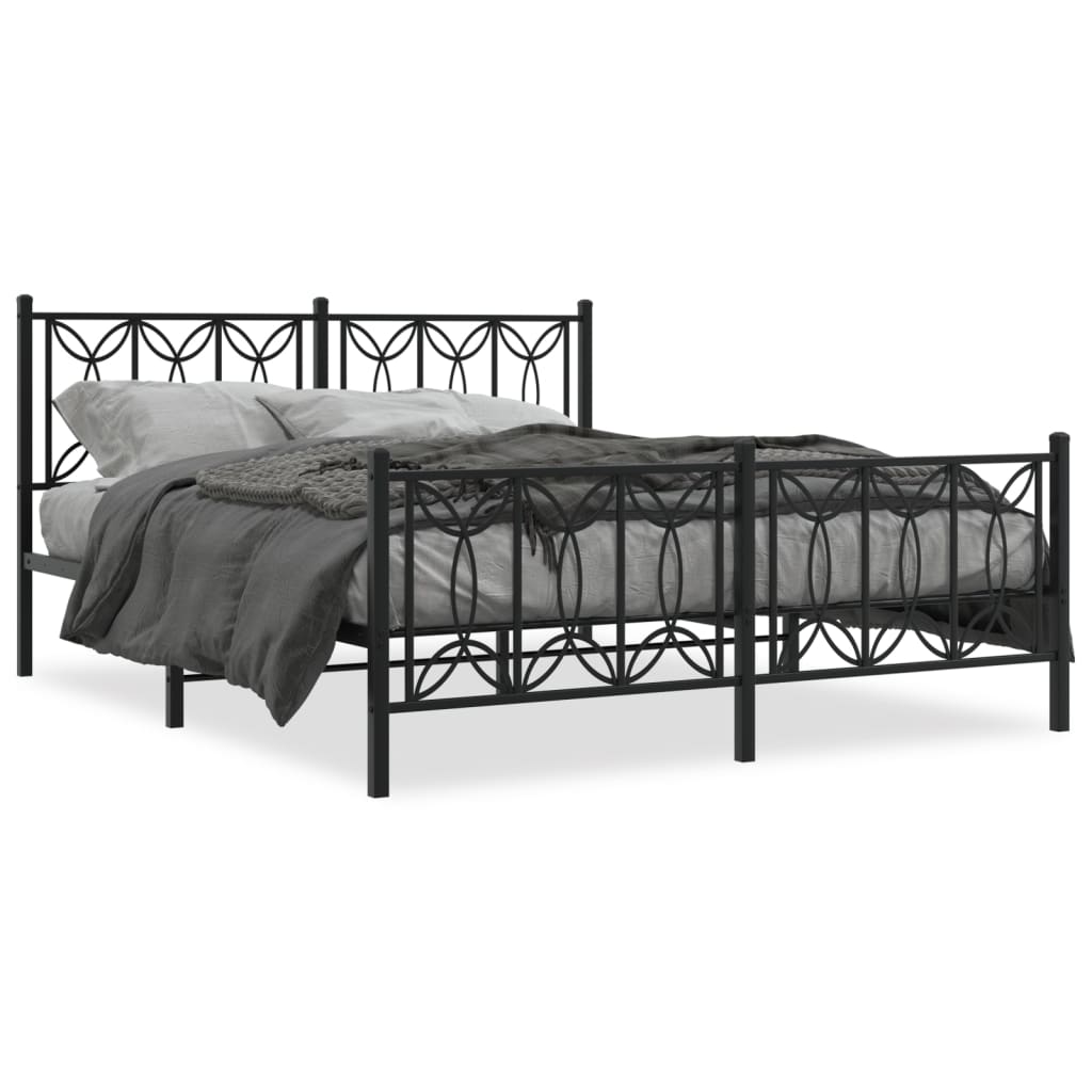 vidaXL Kovový rám postele bez matrace s nožním čelem černý 160x200 cm
