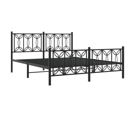 vidaXL Metal Bed Frame without Mattress with Footboard Black 63"x78.7"