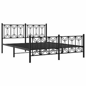 vidaXL Metal Bed Frame without Mattress with Footboard Black 63"x78.7"
