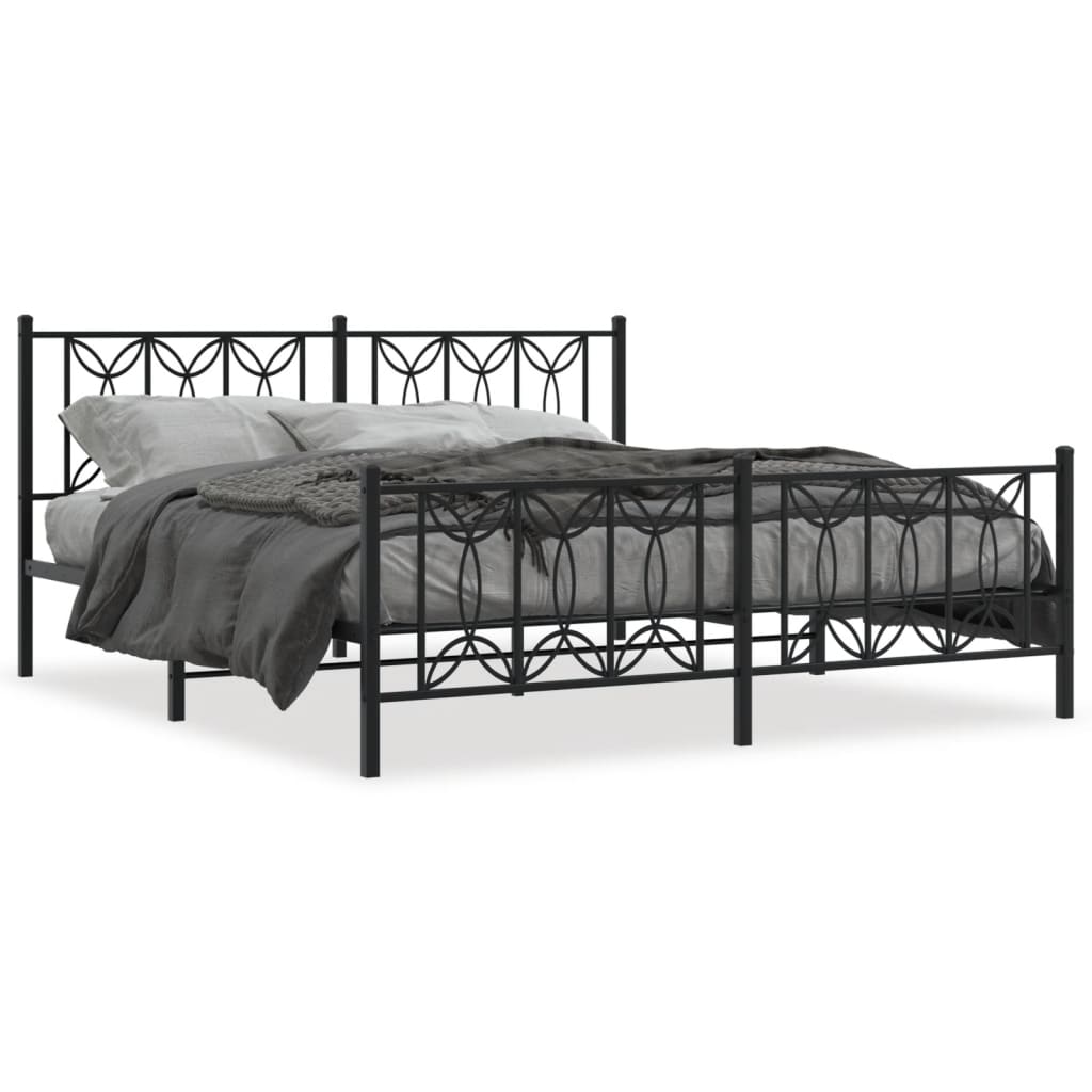 E-shop vidaXL Kovový rám postele s čelom a podnožkou čierny 183x213 cm