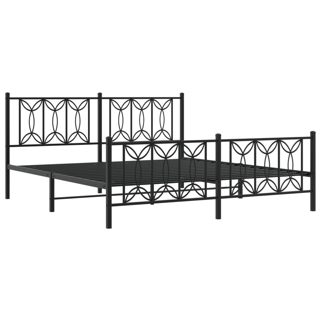 vidaXL Bedframe met hoofd- en voeteneinde metaal zwart 183x213 cm afbeelding