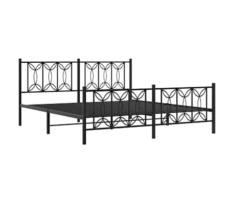 vidaXL Estrutura de cama com cabeceira e p&eacute;s 183x213 cm metal preto