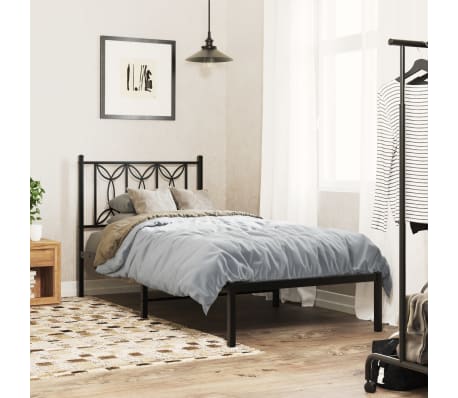 vidaXL Tăblie de pat metalică, negru, 90 cm