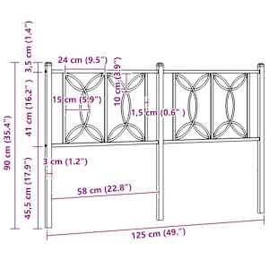 Kovové náhradní čelo postele černé 107 cm - obrázek 6