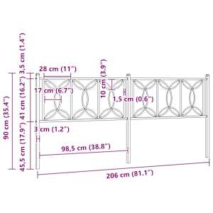 Kovové náhradní čelo postele černé 200 cm - obrázek 6