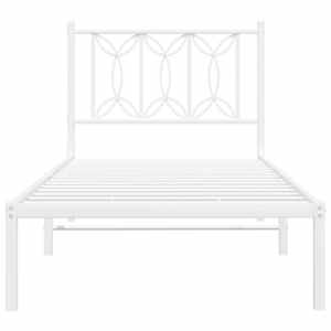 Kovový rám postele bez matrace s čelem bílý 75 x 190 cm - obrázek 4