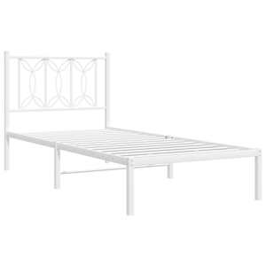 vidaXL Bed Frame White Steel 35.4 x 78.7 in Bed Frame Rectangular