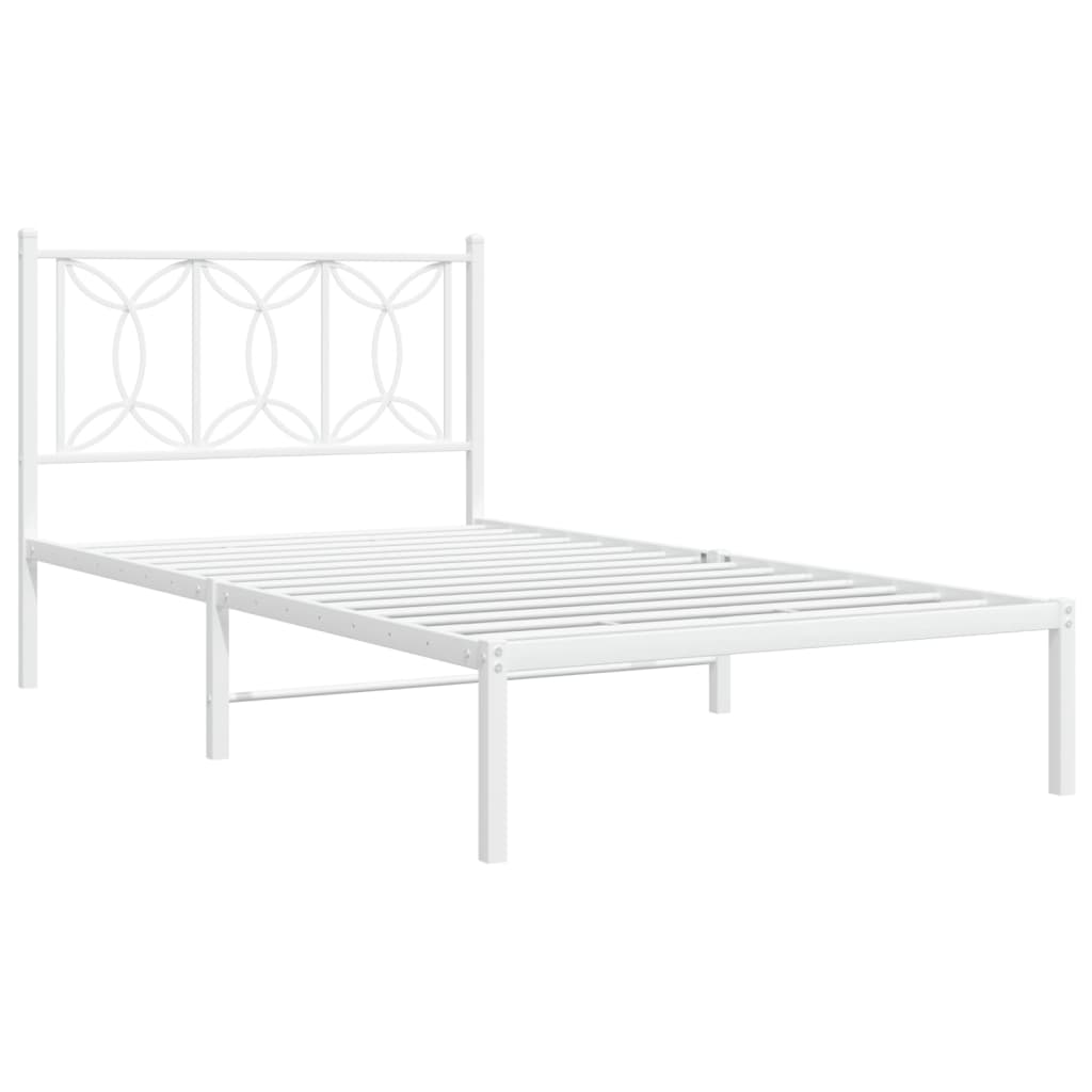 vidaXL Bedframe met hoofdbord metaal wit 100x200 cm afbeelding