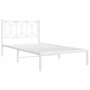 Kovový rám postele s čelem bílý 107 x 203 cm - obrázek 3
