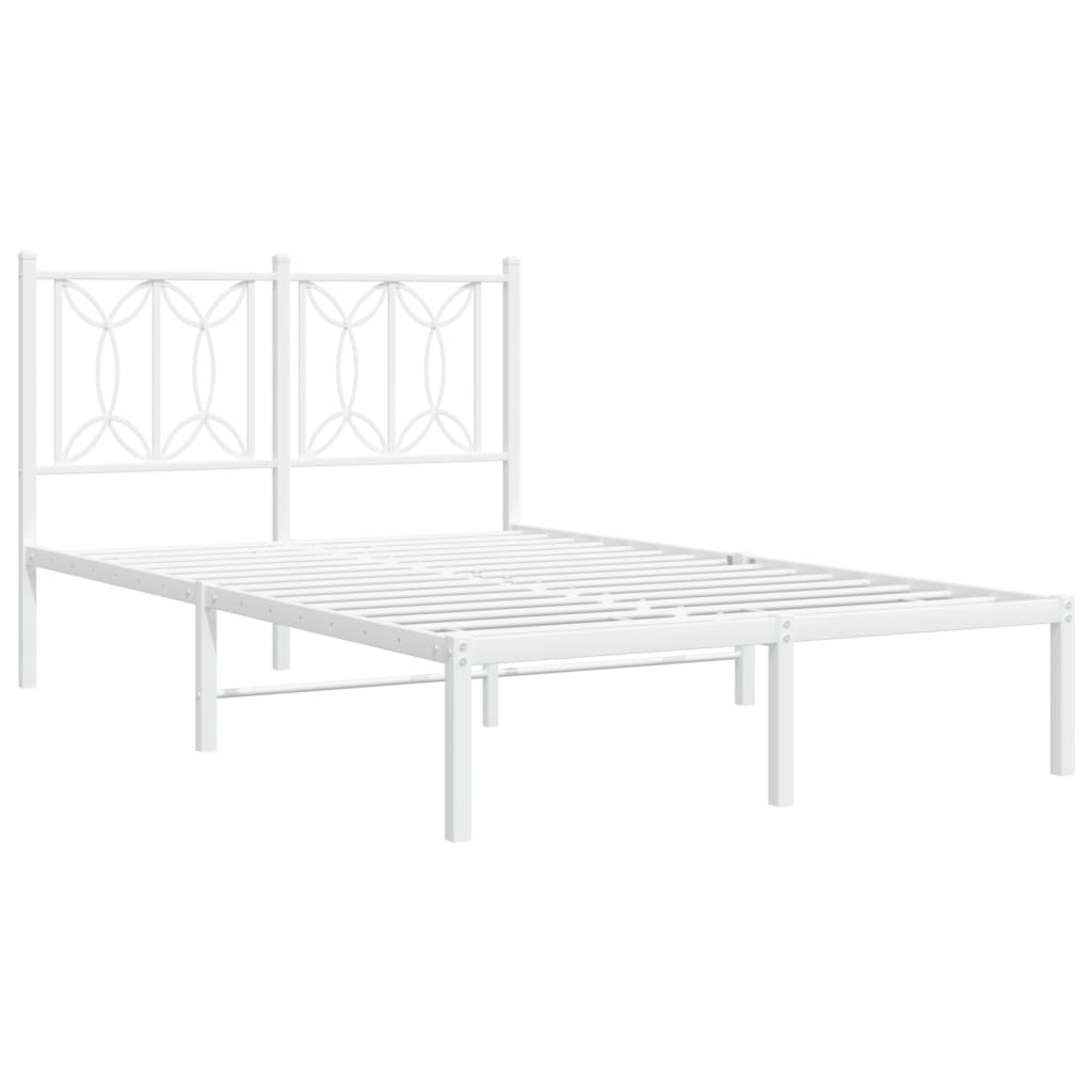 vidaXL Bedframe met hoofdbord metaal wit 120x200 cm afbeelding