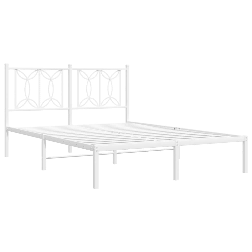 vidaXL Bedframe met hoofdbord metaal wit 135x190 cm afbeelding