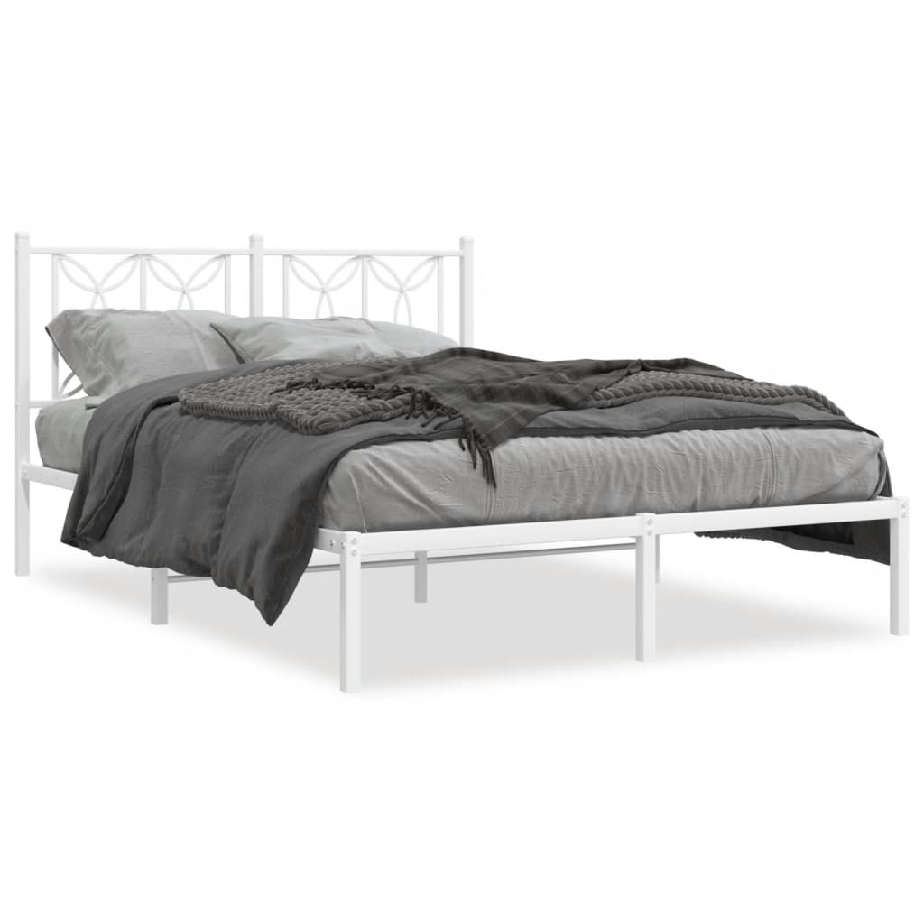 vidaXL Kovový rám postele s čelem bílý 140 x 190 cm