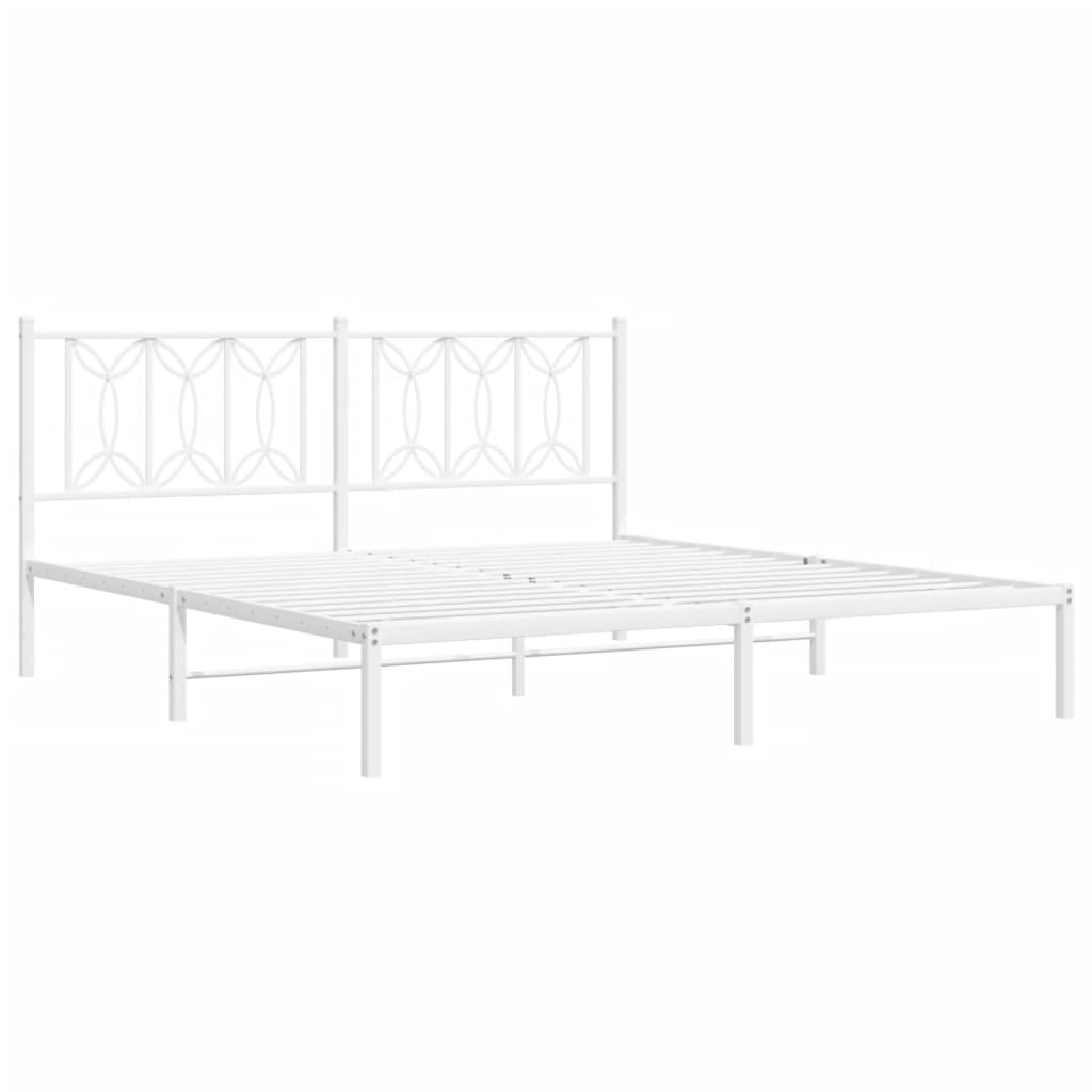 vidaXL Bedframe met hoofdbord metaal wit 183x213 cm afbeelding