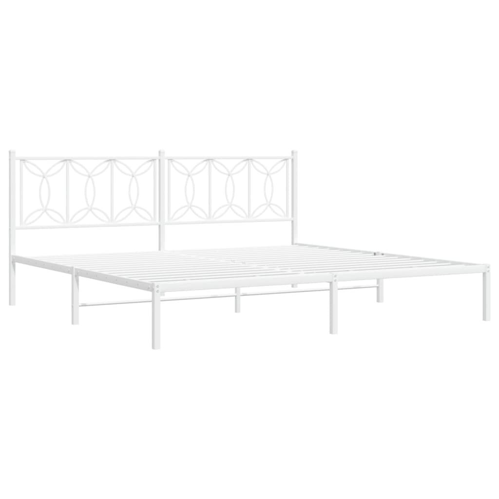 vidaXL Bedframe met hoofdbord metaal wit 200x200 cm afbeelding