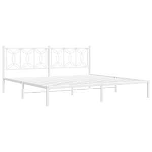 Kovový rám postele s čelem bílý 200 x 200 cm - obrázek 3